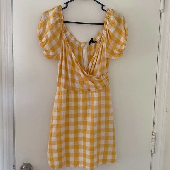 Women’s size small Dynamite Yellow Gingham mini dress - Picture 1 of 5